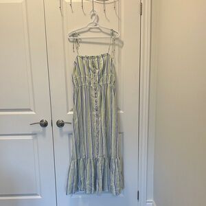 Aerie Striped Maxi Dress with Ruffle Hem-Size Large